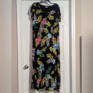 Westport womens XL Floral Black Tropical Print Maxi Dress‎ Casual  Dress 127
